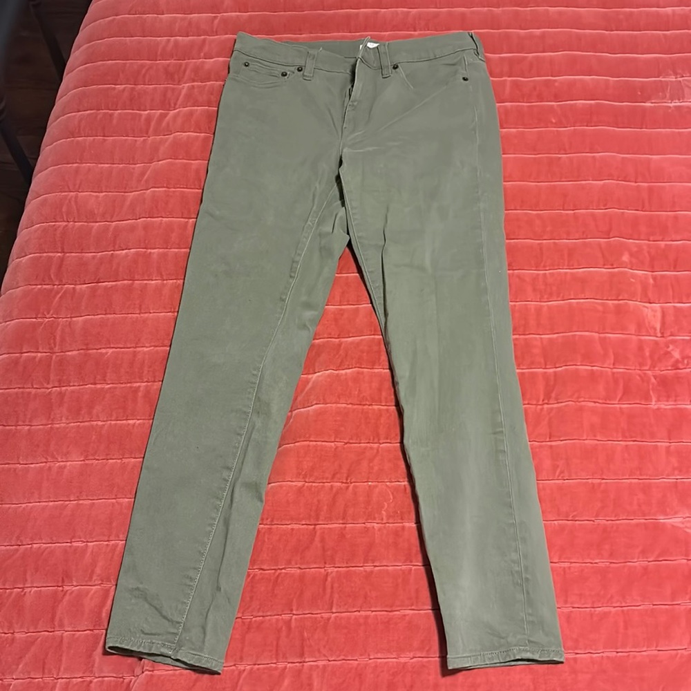 J.Crew Toothpick olive Ankle Cropped Stretch Slim Jeans Pants Size 27